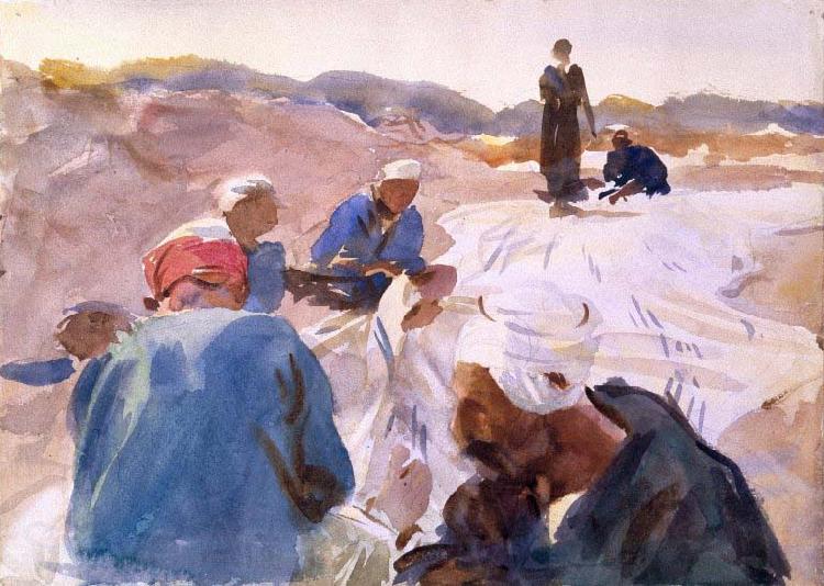 John Singer Sargent Mending a Sail France oil painting art